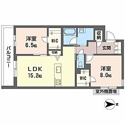 シャーメゾングランレーヴ 2LDKの間取図画像