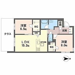 シャーメゾングランレーヴ 2LDKの間取図画像