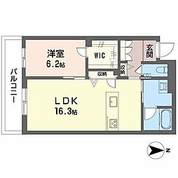 シャーメゾングランレーヴ 1LDKの間取図画像