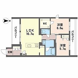 シャーメゾングランレーヴ 2LDKの間取図画像