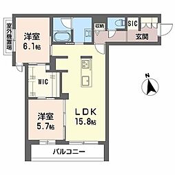 豊中市桜の町3丁目マンション 2LDKの間取図画像