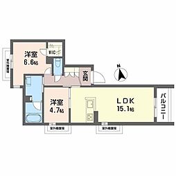 シャーメゾンひいらぎ 2LDKの間取図画像