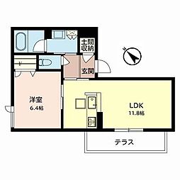 ワールドヒル 1LDKの間取図画像