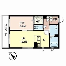 カーサフェリーチェ南桜塚 1LDKの間取図画像