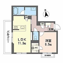 スカイ ウィング 1LDKの間取図画像