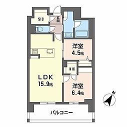 リビエナ グラン 新梅田 2LDKの間取図画像