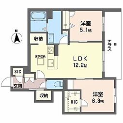 シャーメゾン バルーンフラワー 2LDKの間取図画像