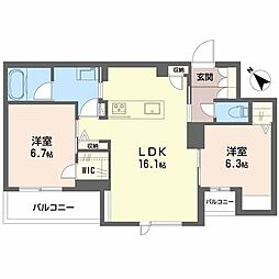 カヴァリエーレ 2LDKの間取図画像