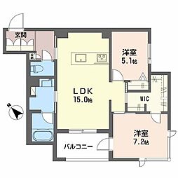 カヴァリエーレ 2LDKの間取図画像