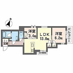メゾン オピエデュパン 2LDKの間取図画像