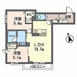 シャーメゾンSAWA 2LDKの間取図画像
