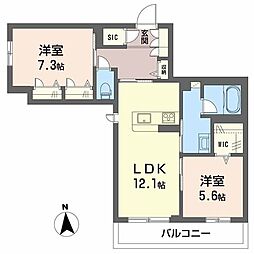 ブライラント 2LDKの間取図画像