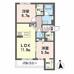 シャーメゾン グレイスガーデン 2LDKの間取図画像