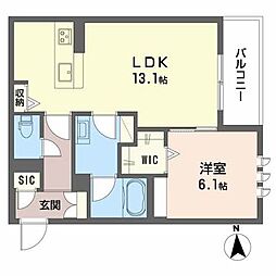 シャーメゾンRefinar 1LDKの間取図画像
