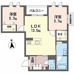 メゾン ボヌール 2LDKの間取図画像