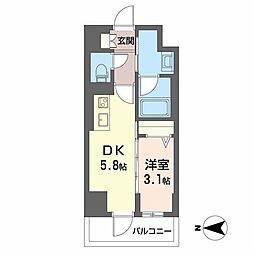 セルン新町 1DKの間取図画像