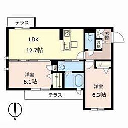 シャーメゾン拓 2LDKの間取図画像