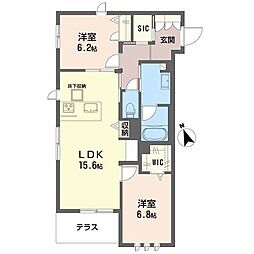 ココン 文の里 2LDKの間取図画像