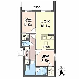 シャーメゾン 東雲 子育て支援 2LDKの間取図画像