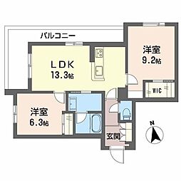 シャーメゾン 東雲 子育て支援 2LDKの間取図画像