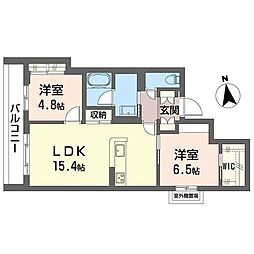 シャーメゾン 東雲 子育て支援 2LDKの間取図画像