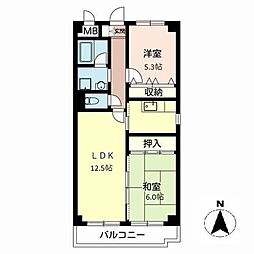 エクセル共立 2LDKの間取図画像