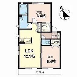 ソレイユヴィラ 2LDKの間取図画像
