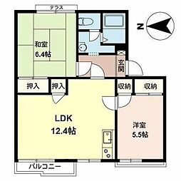 ラ・フォーレ深井G棟 2LDKの間取図画像