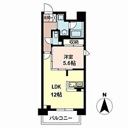 オールリバーマツバラ 1LDKの間取図画像