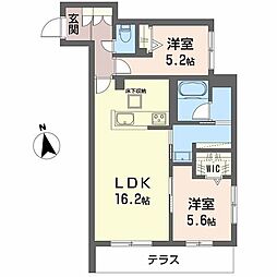 シャーメゾン深翠の杜 2LDKの間取図画像