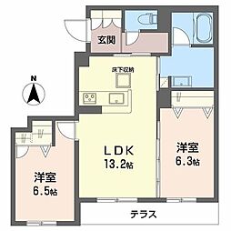 ヒュッゲ コート 2LDKの間取図画像