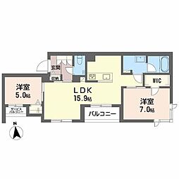 輝 阪南町 2LDKの間取図画像