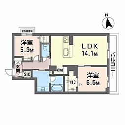 ル ドール 阿倍野 2LDKの間取図画像
