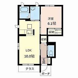 シャーメゾン狐島 1LDKの間取図画像