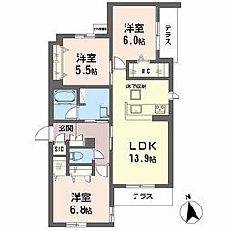 シャーメゾン 伽羅橋 3LDKの間取図画像