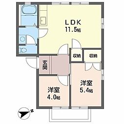 ラ・サルデーヌ 2LDKの間取図画像