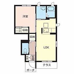 シャーメゾン矢田 1LDKの間取図画像