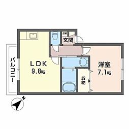 草庵 1LDKの間取図画像
