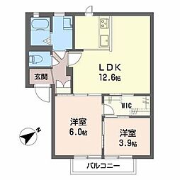 サンライフ・和気A 2LDKの間取図画像