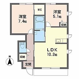 シャーメゾンロイヤルヒルズ1 2LDKの間取図画像