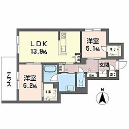 Shamaison Kirsche 2LDKの間取図画像