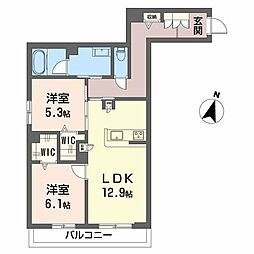 コモンステージ 野上 2LDKの間取図画像