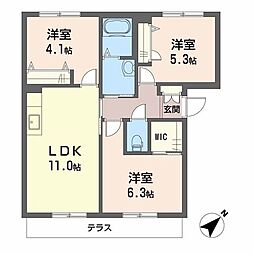 メゾン・ド・エムズ1 3LDKの間取図画像