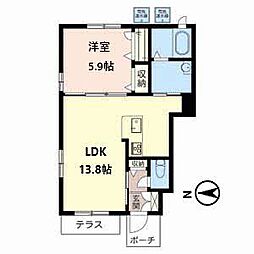 ローザレガーロ1 1LDKの間取図画像
