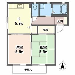 グリーンパレスISA2 2Kの間取図画像