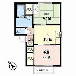リバティーハイツ 2Kの間取図画像