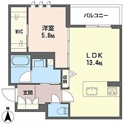 ジェイエイチエスプレミア西大寺 1LDKの間取図画像