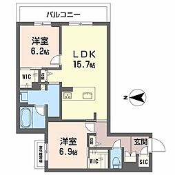 シャトードール　リュミエール 0301 3階2LDKの間取り