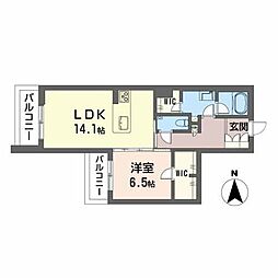 シャーメゾンアヴニール 1LDKの間取図画像