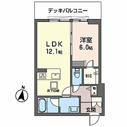 シャーメゾンFUJIMOTO2 1LDKの間取図画像